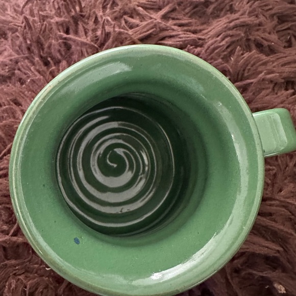 Handcrafted Green and Tan Ceramic Mug - Picture 2 of 5